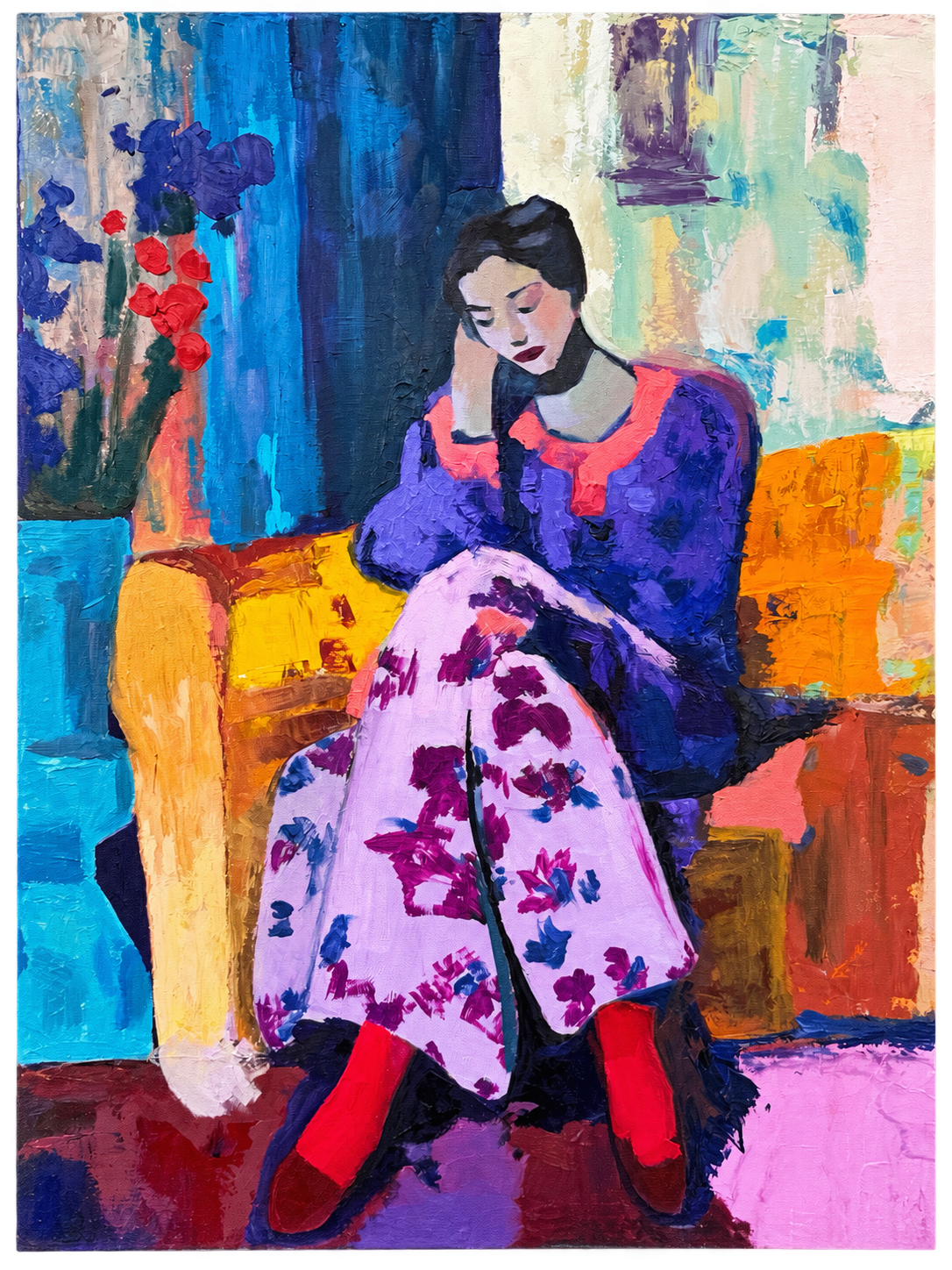 Девушка на горчичном диване / Girl on a Mustard Sofa — Светлана Ряжкина / Svetlana Ryazhkina